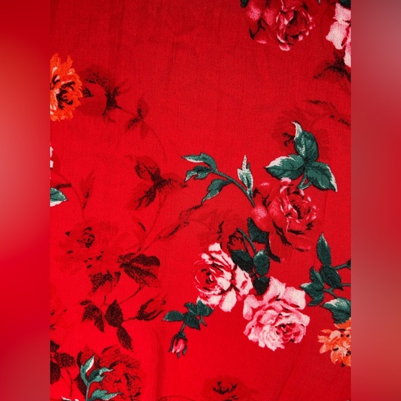 Torrid Red Floral Mini Skater Dress Flutter Short Sleeve Size 6 Preppy Boho - Picture 4 of 11